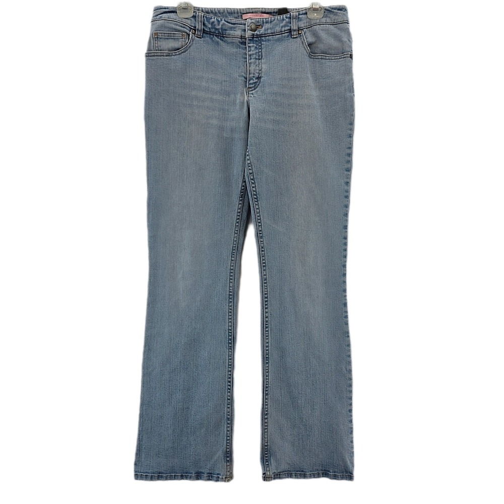 Gianni Bini Jeans Womens 16 Stretch Denim Bootcut Mid Rise Classic Distressed Pa